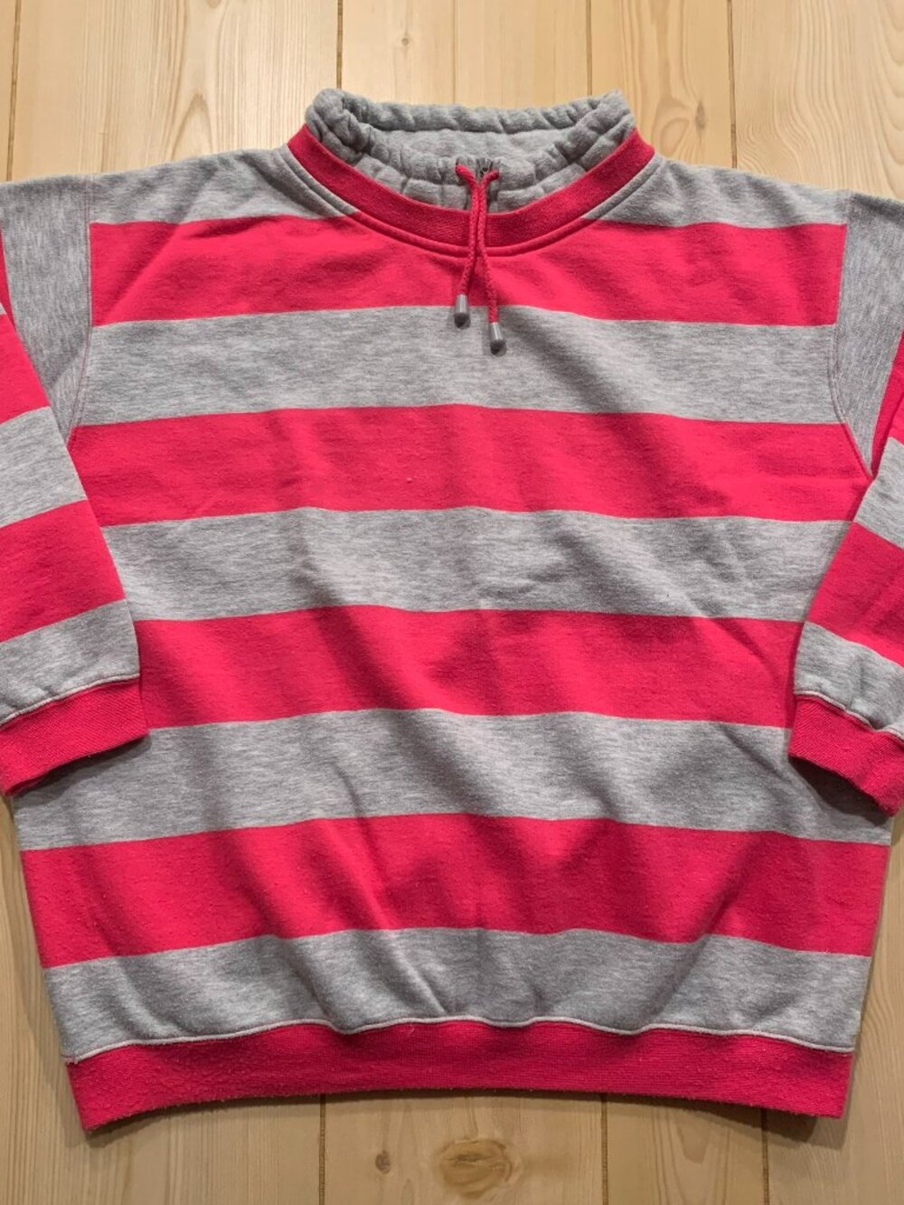 Vintage Y2K Hunt Club Striped Pink Gray Casual Athletic Sweatshirt Women's L